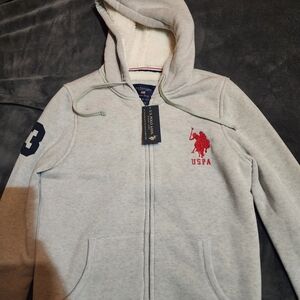 U.S. Polo Assn. Gray Hoodie with Red Logo